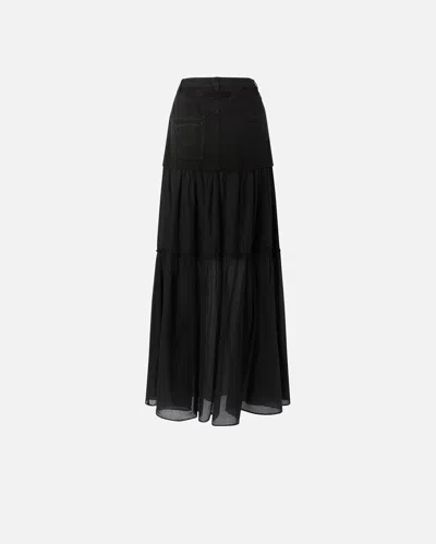Pinko Long Skirt In Canvas And Cotton Voile
