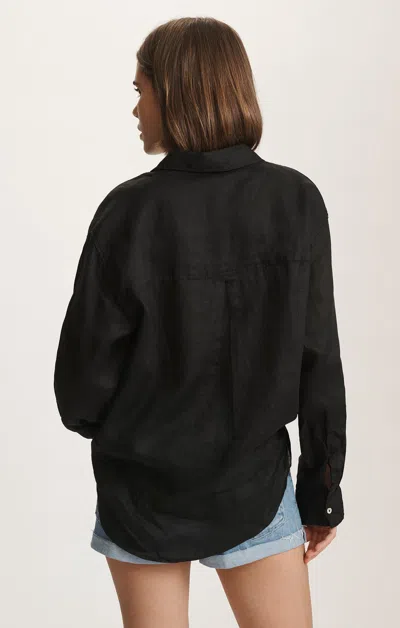 Mavi Linen Button-up Shirt In Black