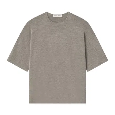 Pre-owned Essentials Fear Of God  Merino Short Sleeve Sweater 'homestead Heather' | Tan | Men's Size Xl In Brown