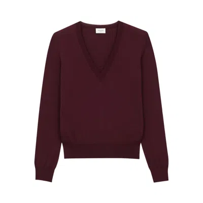 Pre-owned Saint Laurent Wool Sweater 'bordeaux' | Red | Women's Size L