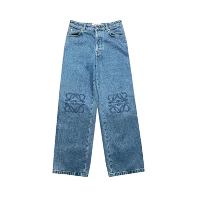 Pre-owned Loewe Anagram Baggy Jeans 'mid Blue Denim' | Men's Size 50