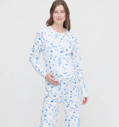 Hill House Home The Maternity Olivia Pajama Set Blue Botanical