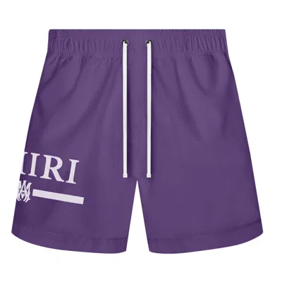 Pre-owned Amiri Ma Bar Logo Swim Trunks 'purple' | Men's Size Xl