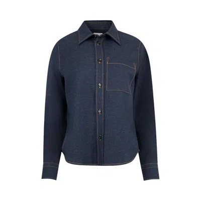 Pre-owned Bottega Veneta Long-sleeve Regular Fit Denim Shirt 'dark Indigo' | Blue | Women's Size 36