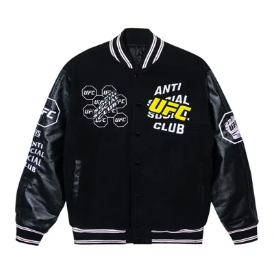 Pre-owned Anti Social Social Club X Ufc Corner Varsity Jacket 'black' | Men's Size Xl
