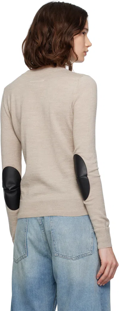Mm6 Maison Margiela Elbow-patch Crew-neck Sweater In Gray