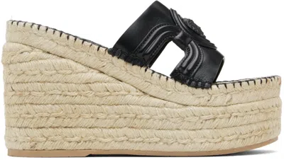 Versace Black Medusa Platform Espadrilles Heeled Sandals