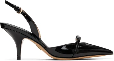 Ferragamo Black Mini Bow Sling Pump Heels