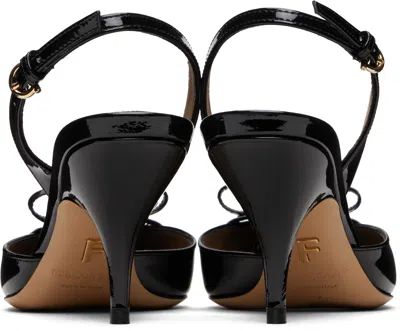 Ferragamo Black Mini Bow Sling Pump Heels