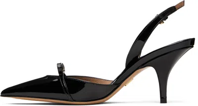 Ferragamo Black Mini Bow Sling Pump Heels