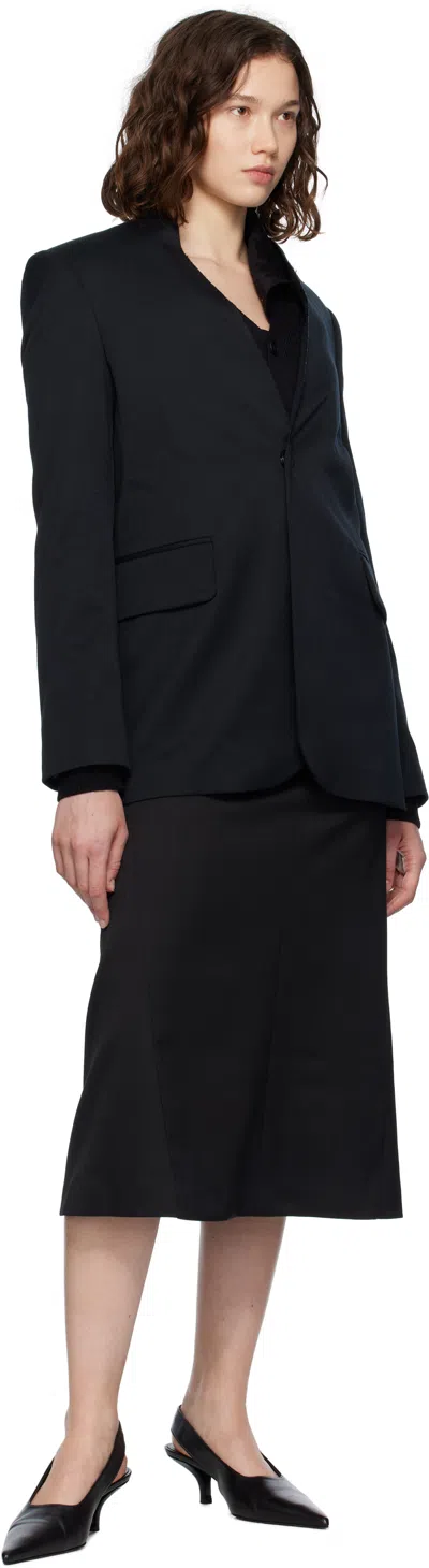 Mm6 Maison Margiela Black Collarless Tailoring Wool Blazer In Black