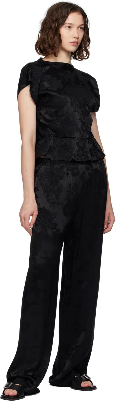 Mm6 Maison Margiela Black Jacquard Trousers In Black