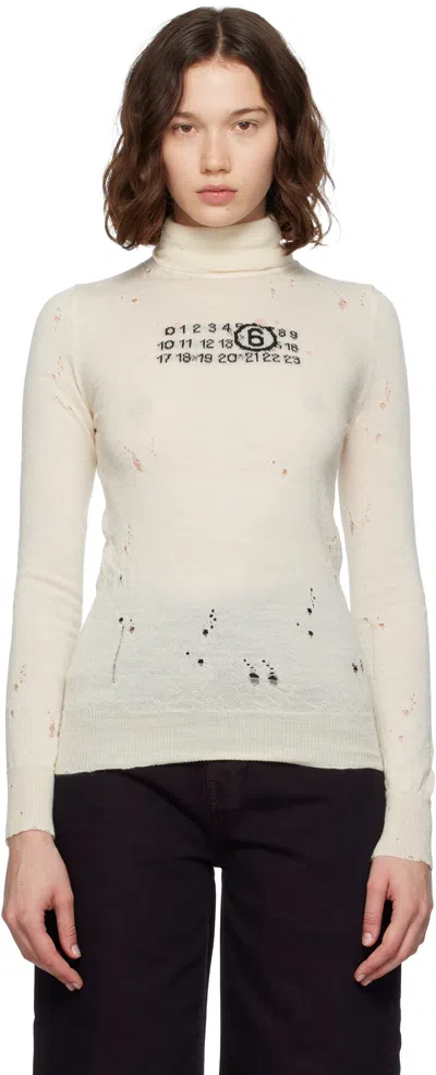 Mm6 Maison Margiela Cream Virgin Wool Turtleneck Sweater