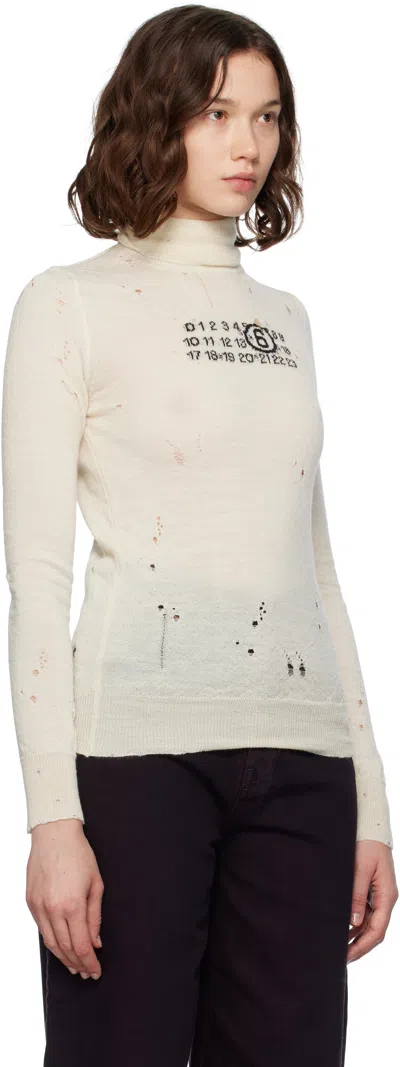 Mm6 Maison Margiela Cream Virgin Wool Turtleneck Sweater