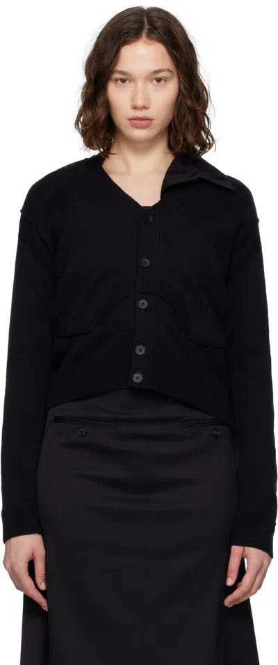 Mm6 Maison Margiela Mm6 By Maison Margiela Relaxed Fit Black Wool Knit Cardigan