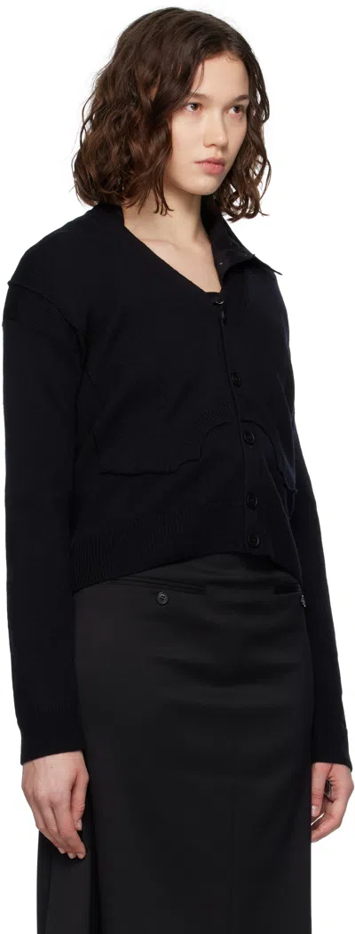 Mm6 Maison Margiela Mm6 By Maison Margiela Relaxed Fit Black Wool Knit Cardigan