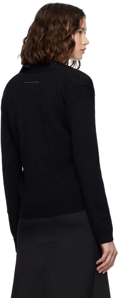 Mm6 Maison Margiela Mm6 By Maison Margiela Relaxed Fit Black Wool Knit Cardigan