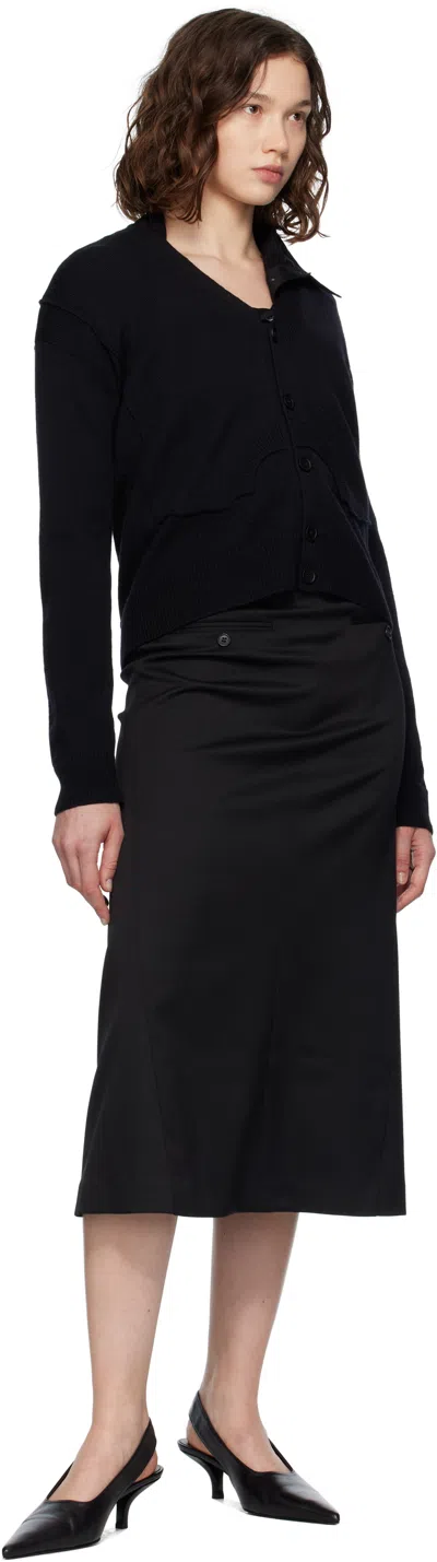 Mm6 Maison Margiela Mm6 By Maison Margiela Relaxed Fit Black Wool Knit Cardigan