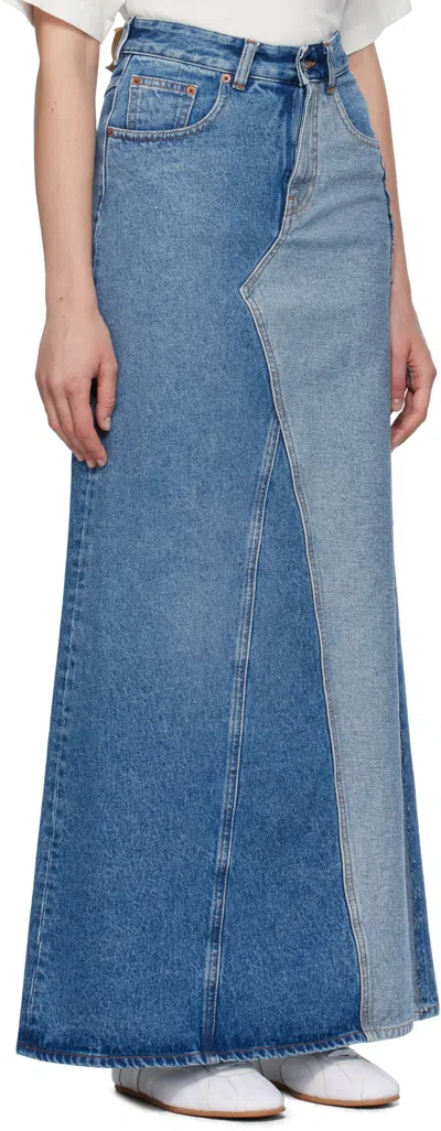 Mm6 Maison Margiela Blue Faded Denim Maxi Skirt