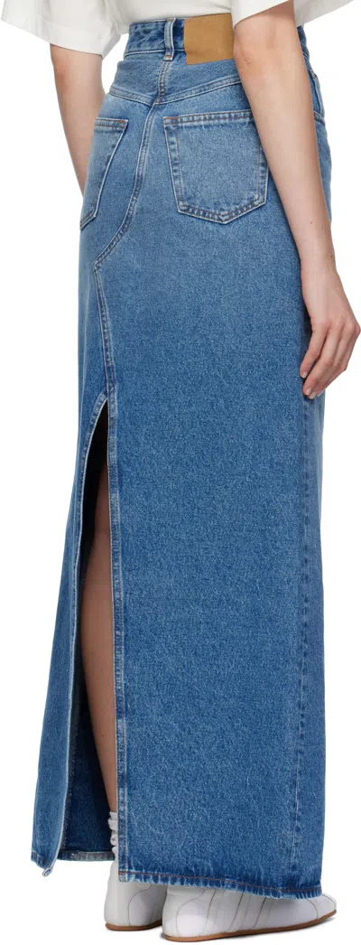 Mm6 Maison Margiela Blue Faded Denim Maxi Skirt