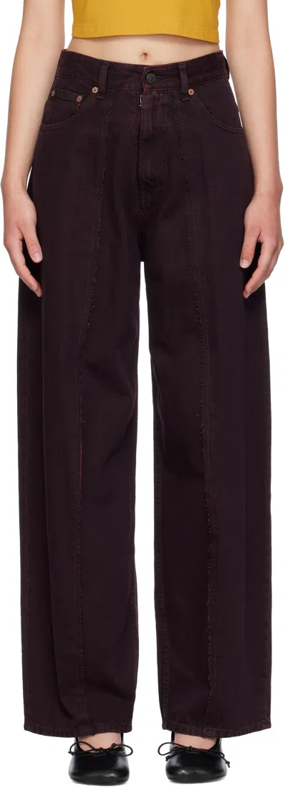 Mm6 Maison Margiela Burgundy Wide-leg Jeans
