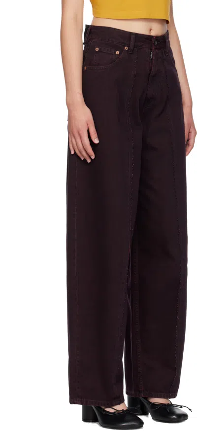 Mm6 Maison Margiela Burgundy Wide-leg Jeans