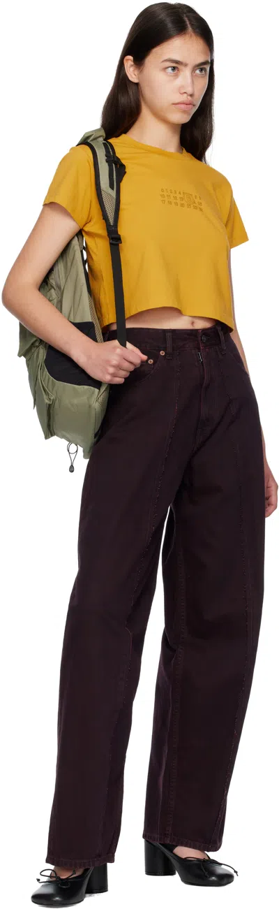 Mm6 Maison Margiela Burgundy Wide-leg Jeans