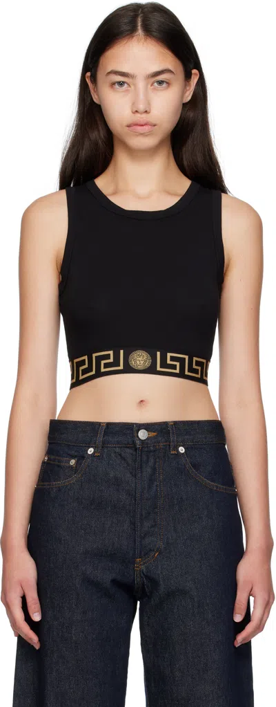 Versace Jersey Top With Topeka Bi-stretch Organic Cotton In Black