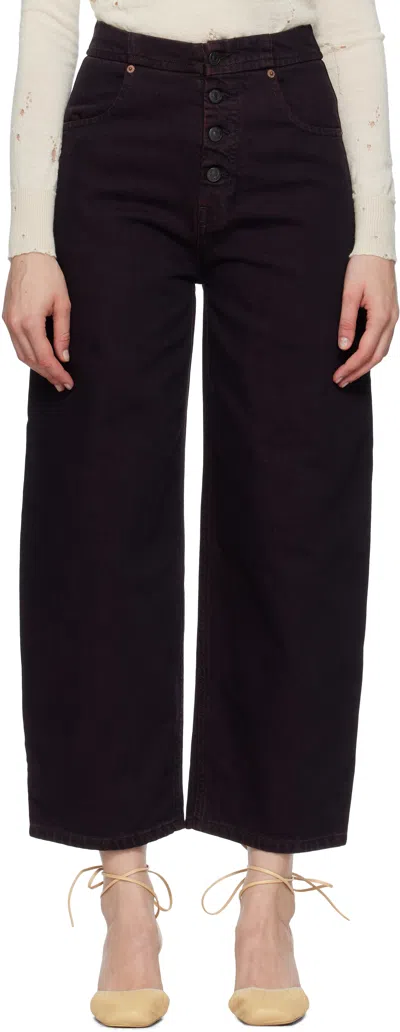 Mm6 Maison Margiela Burgundy Barrel-leg Jeans