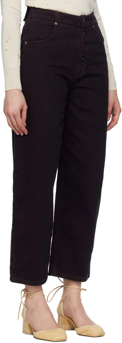 Mm6 Maison Margiela Burgundy Barrel-leg Jeans