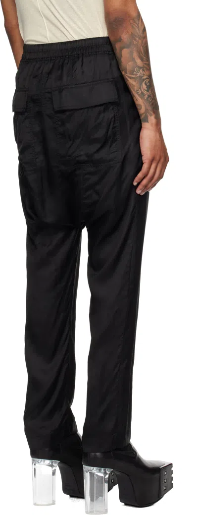 Rick Owens Mens Black Drawstring-waist Relaxed-fit Cotton Trousers
