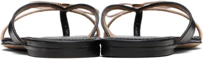 Ferragamo Black & Beige Mini Bow Flip-flops