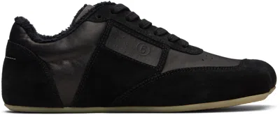 Mm6 Maison Margiela Black Leather And Suede Anatomic Sneakers