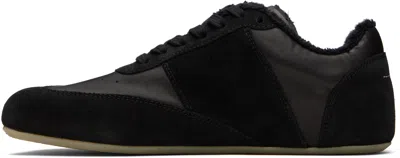 Mm6 Maison Margiela Black Leather And Suede Anatomic Sneakers