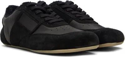 Mm6 Maison Margiela Black Leather And Suede Anatomic Sneakers
