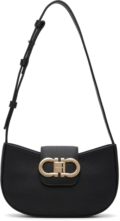 Ferragamo Gabry Black Calf Leather Shoulder Bag