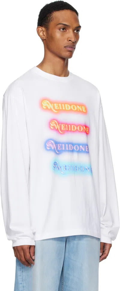 We11 Done Logo-print Long-sleeved T-shirt In White