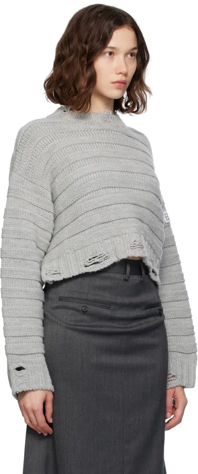 Mm6 Maison Margiela Distressed Knit Crew Neck Sweater