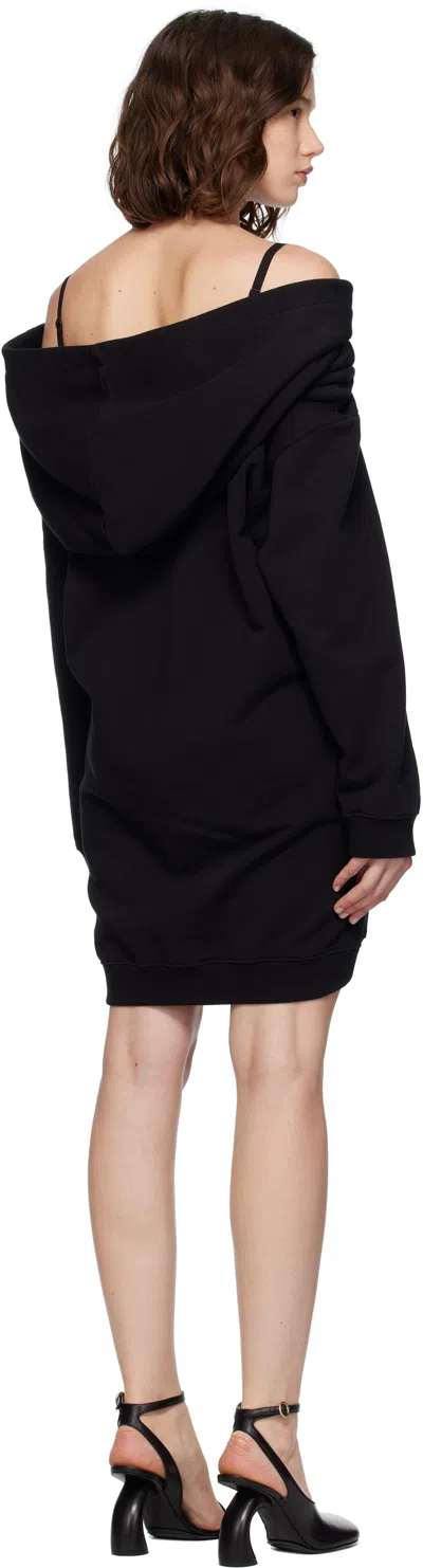 Mm6 Maison Margiela Mm6 By Maison Margiela Off-shoulder Black Sweatshirt Dress With Cozy Hood