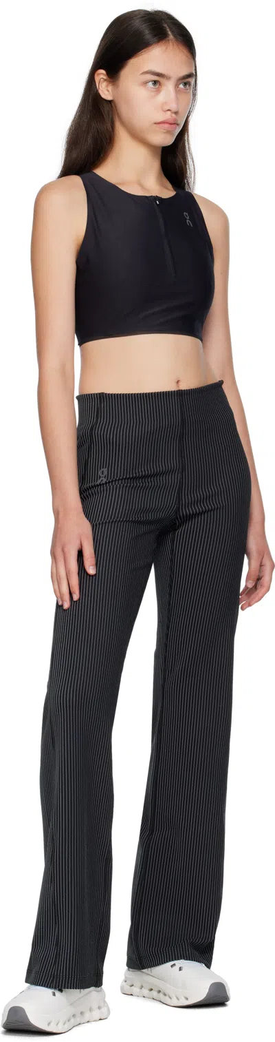 On Black Race Crop Sport Top