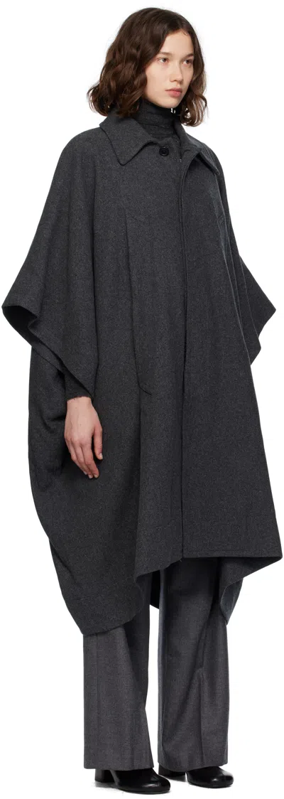 Mm6 Maison Margiela Grey Coat With Wool Trim In Gray