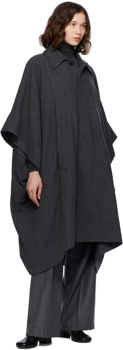 Mm6 Maison Margiela Grey Coat With Wool Trim In Gray