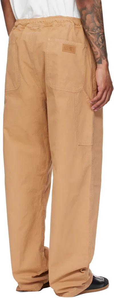 Mm6 Maison Margiela Beige Cotton Canvas Trousers In Brown