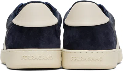 Ferragamo Low-top Blue Calfskin Sneakers In Multi
