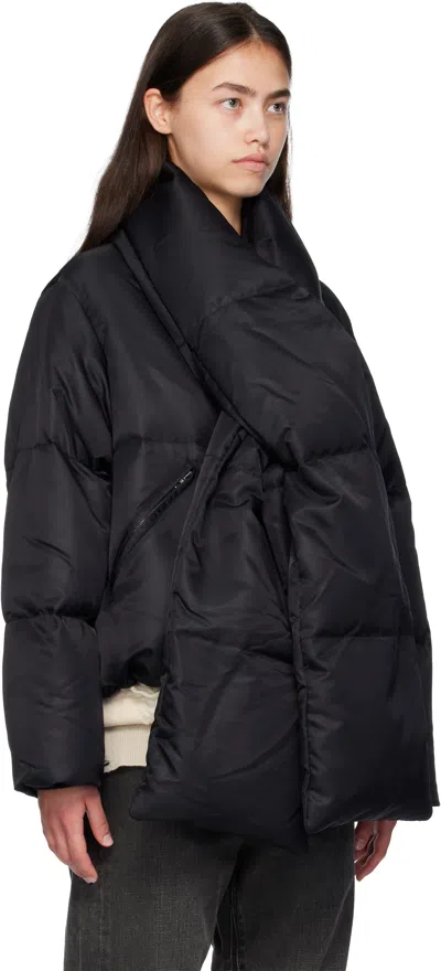 Mm6 Maison Margiela Black Scarf Down Jacket