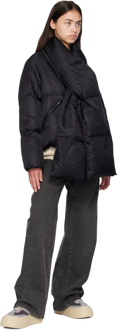 Mm6 Maison Margiela Black Scarf Down Jacket