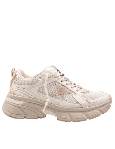 Golden Goose Lightstar Leather And Mesh Sneakers Colour Taupe In Pink