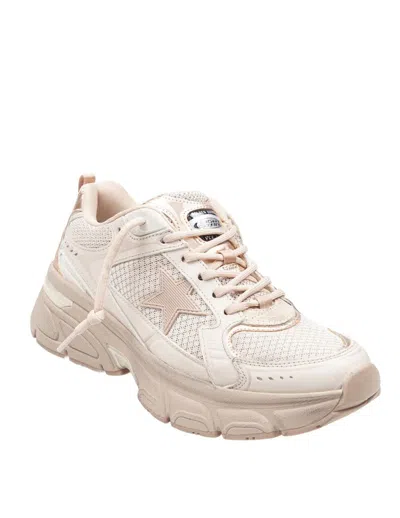 Golden Goose Lightstar Leather And Mesh Sneakers Colour Taupe In Pink