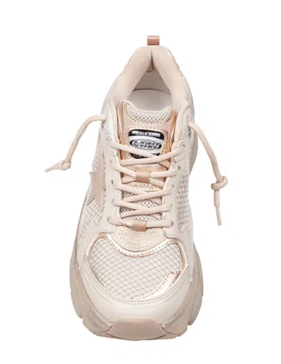 Golden Goose Lightstar Leather And Mesh Sneakers Colour Taupe In Pink