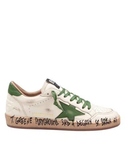 Golden Goose Ball Star Distressed Finish Leather Sneaker With Graffiti Print Shoes